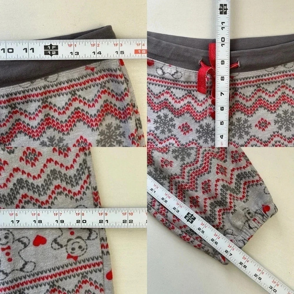 La Vie en Rose Pajama Set 2PC PJ Pants Long Sleeve PJ Top Grey Red Small - Picture 12 of 15